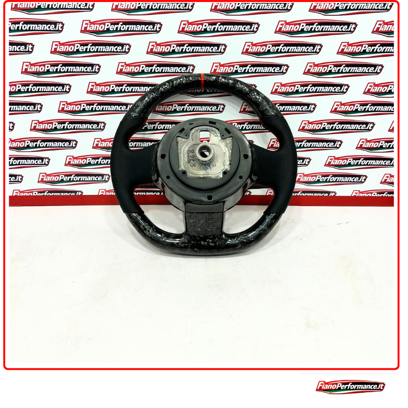 Volante in Carbonio 500 Abarth RESTYLING 2016-2024 NO LED mirino rosso con bandiera centrale